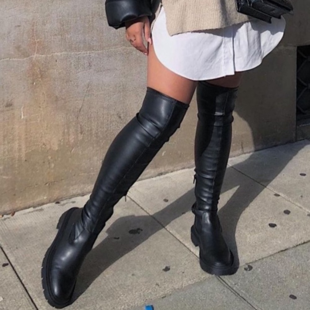 Zara Lug Sole OTK Leather Boots